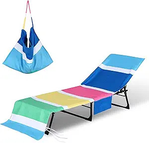 Beach Lounge Chair Towel Cover,Soft Microfiber Chaise Lounge Towel Cover Patio Pool Chairs Cover ... | Amazon (US)