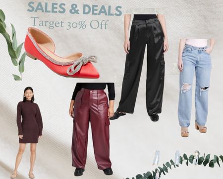 Target 30% off for Cyber Monday 
Target finds - target holiday - target style - Christmas outfit - holiday outfit - holiday event - holiday party - satin pants - cargo pants - jeans - sweater dress - holiday dress - midsize outfit - midsize fashion - leather pants - faux leather pants - sequin flats - 

#LTKsalealert #LTKCyberWeek #LTKHoliday