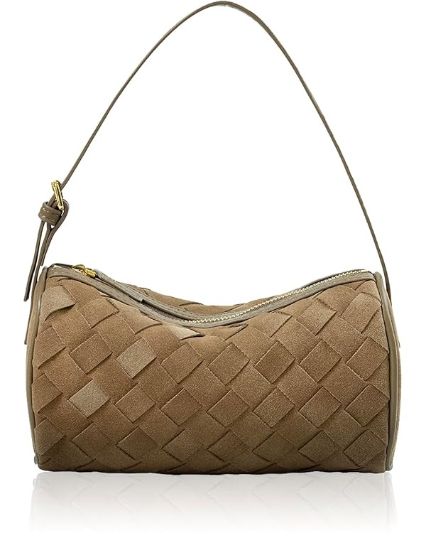 Woven Leather Bag, Evening Bag Clutch Purses for Women, Leather Top-handle Shoulder Bags, Small W... | Amazon (US)