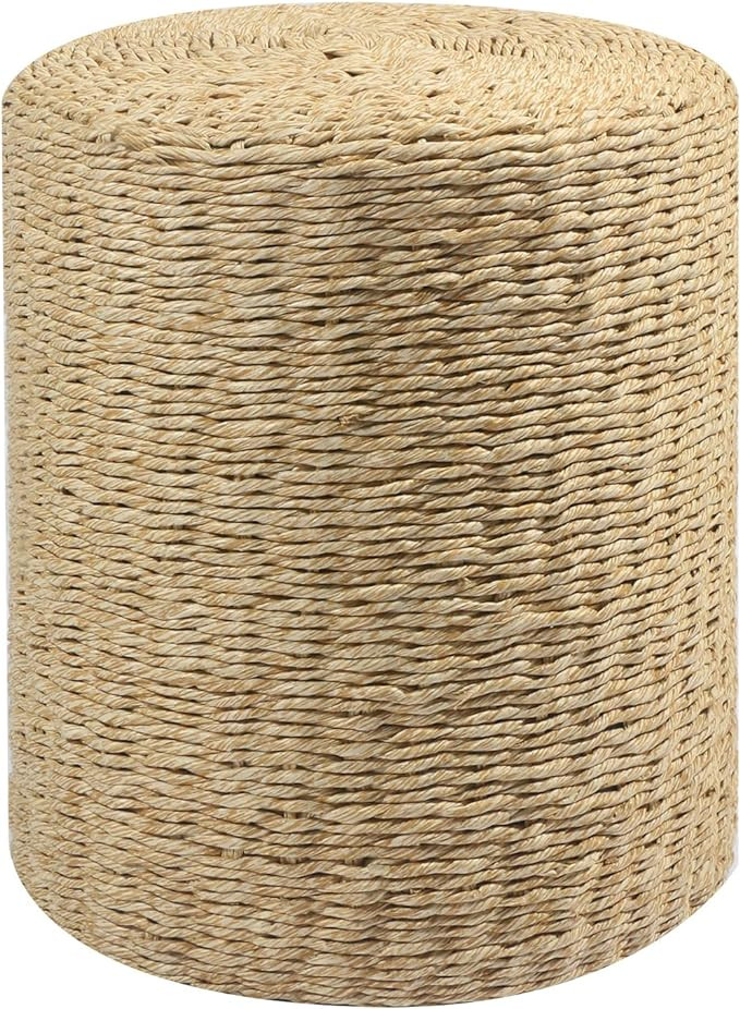 Wimarsbon Decor Round Pouf Ottoman Single Strand Paper Rope Pouf Footrest, Foot Stool, for Bed Ro... | Amazon (US)