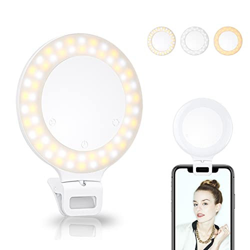 Selfie Ring Light, Clip on Ring Light Touch Control, Rechargeable 800mAh 60 LED Circle Light with 3 Light Modes for iPhone/Android Smart Phone Laptop Photography, Camera Video Recording, Vlog, TikTok | Amazon (US)