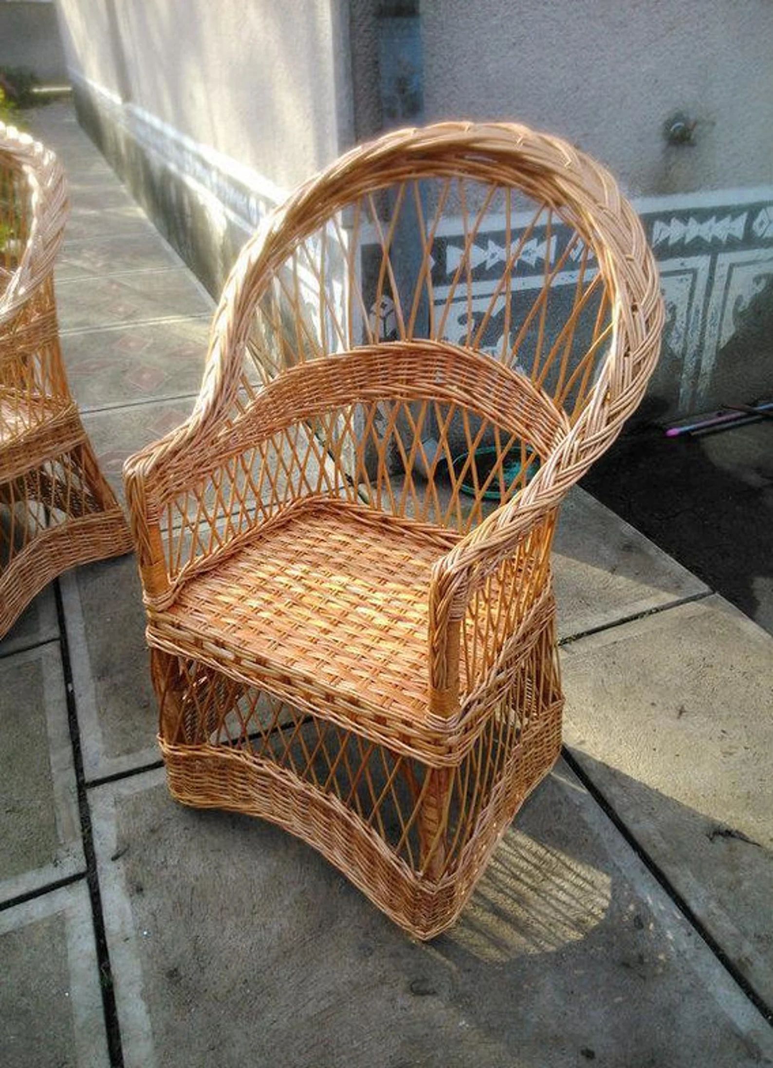 wicker patio chair, sunroom chair, boho chair, wicker armchair, outdoor furniture, big armchair, ... | Etsy (US)