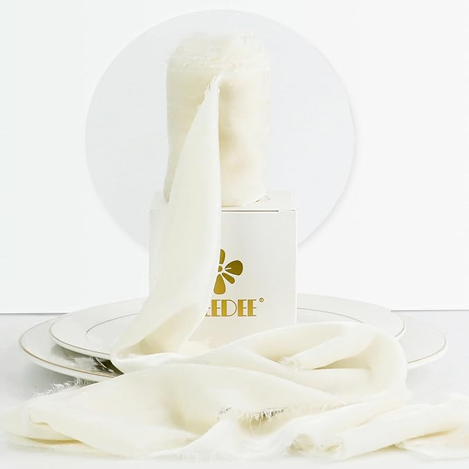 MEEDEE Cream Velvet Ribbon 3 Inch Cream Velvet Ribbon Fringe Velvet Ribbon Raw Edge Silk Velvet R... | Amazon (US)