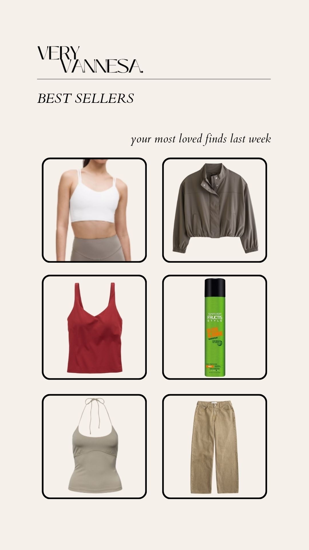 Your faves last week 
Abercrombie curve love jeans 
Active jacket 
Hairspray 
Active tank 
Halter tank
Lululemon sports bra

#LTKSaleAlert #LTKPetite #LTKActive
