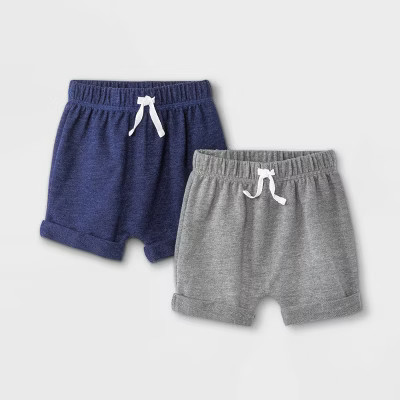 Baby Boys' 2pk Knit Pull-On Shorts - Cat & Jack™ Navy/Gray | Target