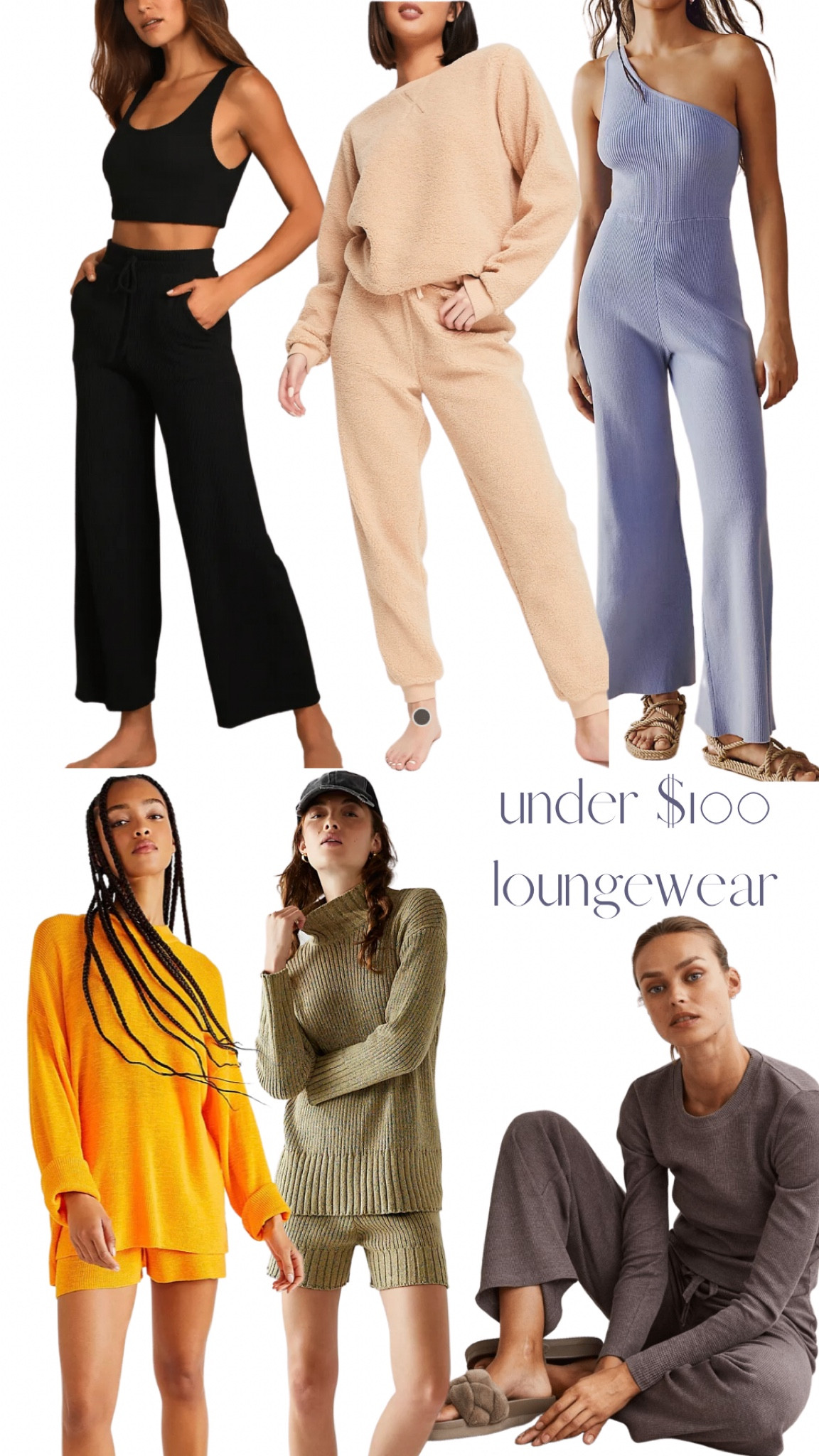 Under $100 loungewear. Lounge sets. Athleisure. Matching sets. Fall outfits. Fall cozy clothes. Stay at home outfits. Free People. H&M. ASOS. lulu’s. Outfit inspiration. Tan lounge set. Pajama sets. Cozy outfit. 

#LTKSeasonal #LTKunder50 #LTKunder100