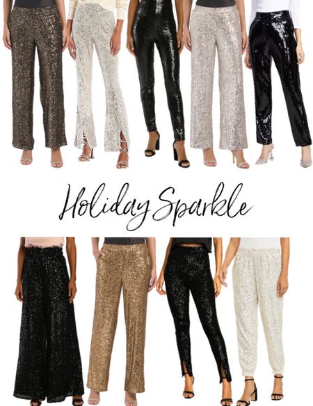 Sparkly sequined pants and leggings for the holidays! 
.
Christmas gala Christmas party holiday party New Year’s Eve party winter outfit holiday outfit 

#LTKHoliday #LTKunder100 #LTKSeasonal