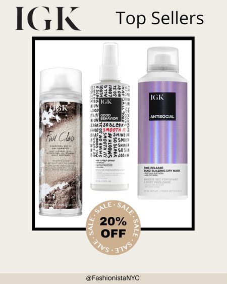 SALE Site wide at IGK Hair!!!
20% OFF all your favorites 
Best Anti Frizz Products!!!

Follow my shop @fashionistanyc on the @shop.LTK app to shop this post and get my exclusive app-only content!

#liketkit #LTKsalealert #LTKGiftGuide #LTKbeauty
@shop.ltk
https://liketk.it/49UKW