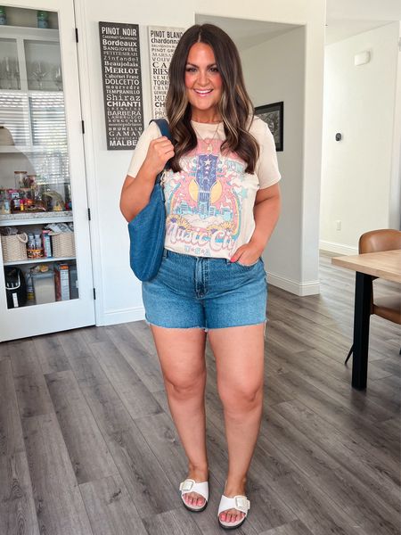 Easy summer outfit
Shorts, 33 (sized up 2)
Shirt, large
Sandals, 9.5 (if in between, size down)

Jean shorts, mom style, summer outfit, travel outfit, graphic t, midsize, size 12, size 14

#LTKSeasonal #LTKMidsize #LTKStyleTip