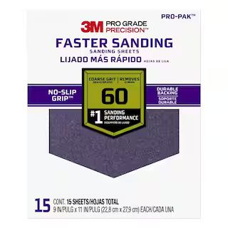 Pro Grade Precision 9 in. x 11 in. 60 Grit Coarse Faster Sanding Sheets (15-Pack) | The Home Depot