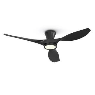 R3 52 in. Indoor Ceiling Fan with Light and Remote, Flush Mount Low Profile,Quiet Reversible DC M... | The Home Depot