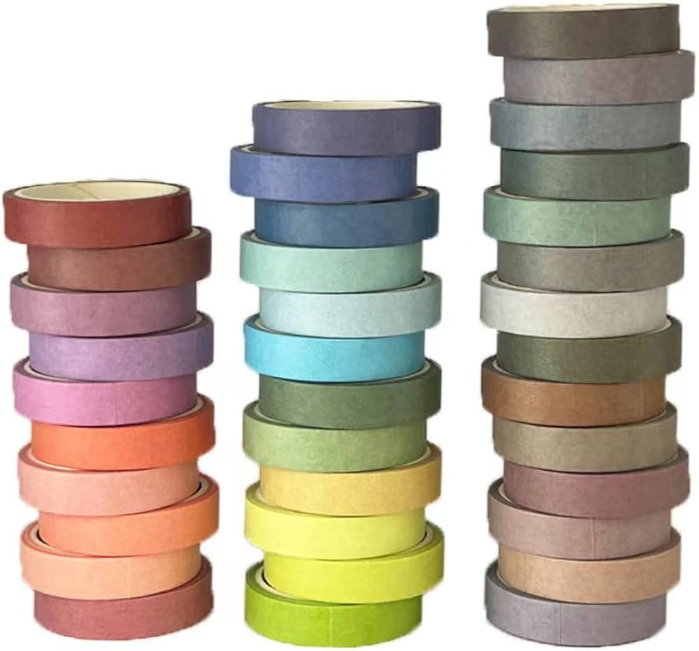 36 Rolls Washi Tape Set, Washi Tape Colorful Masking Tape 4 Meters Long and 10mm Wide,Bullet Log ... | Amazon (US)