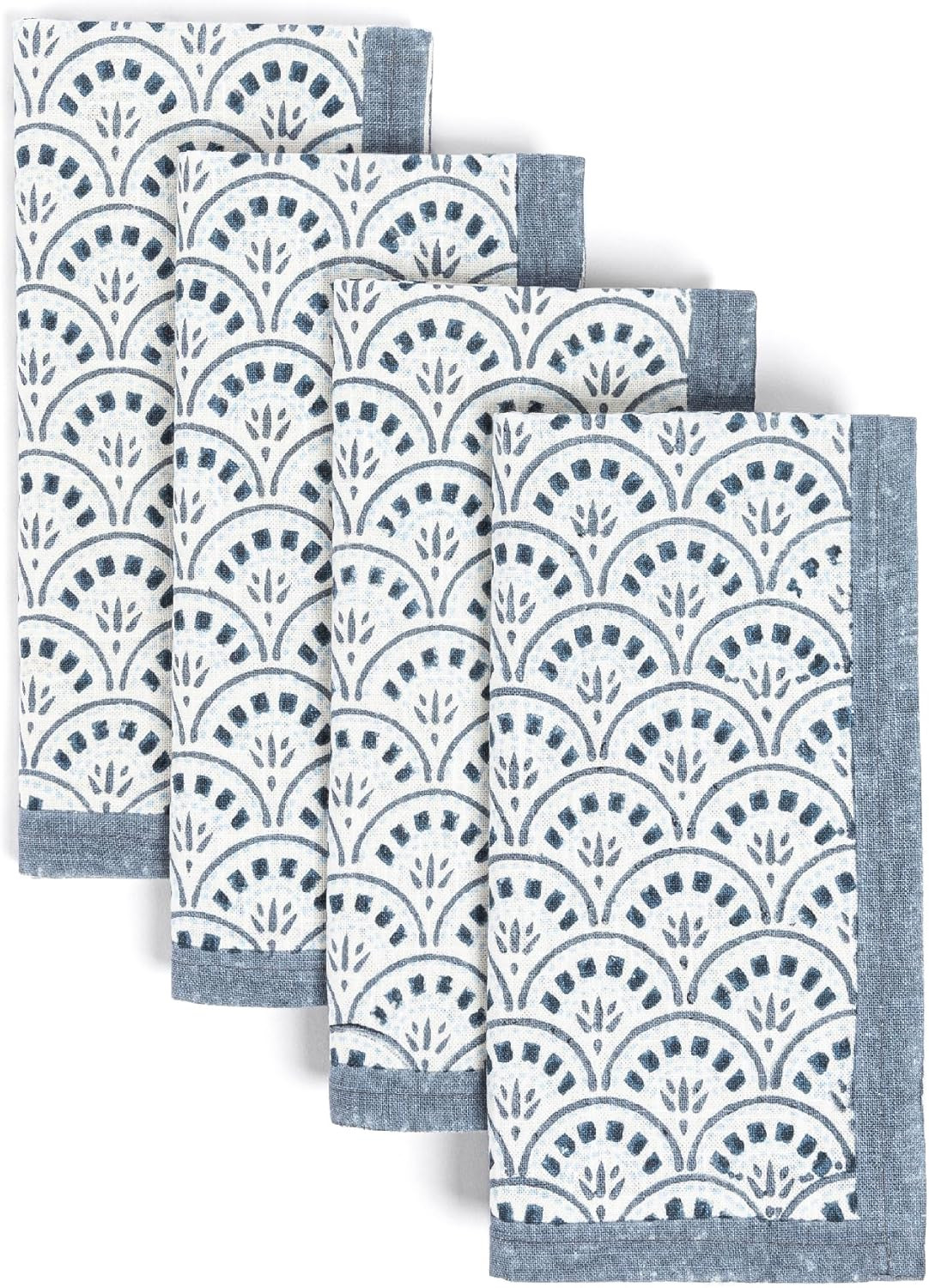 Over&Back Cloth Napkins Set – Cotton Block Print Napkins, Reusable & Washable – Decorative Di... | Amazon (US)