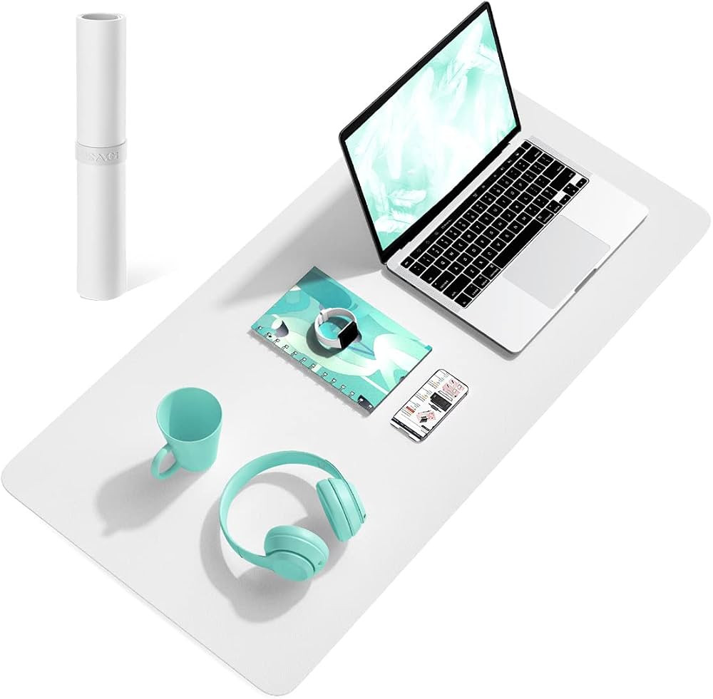 Non-Slip Desk Pad,Mouse Pad,Waterproof PVC Leather Desk Table Protector,Ultra Thin Large Desk Blotter, Easy Clean Laptop Desk Writing Mat for Office Work/Home/Decor(White, 31.5" x 15.7") | Amazon (US)