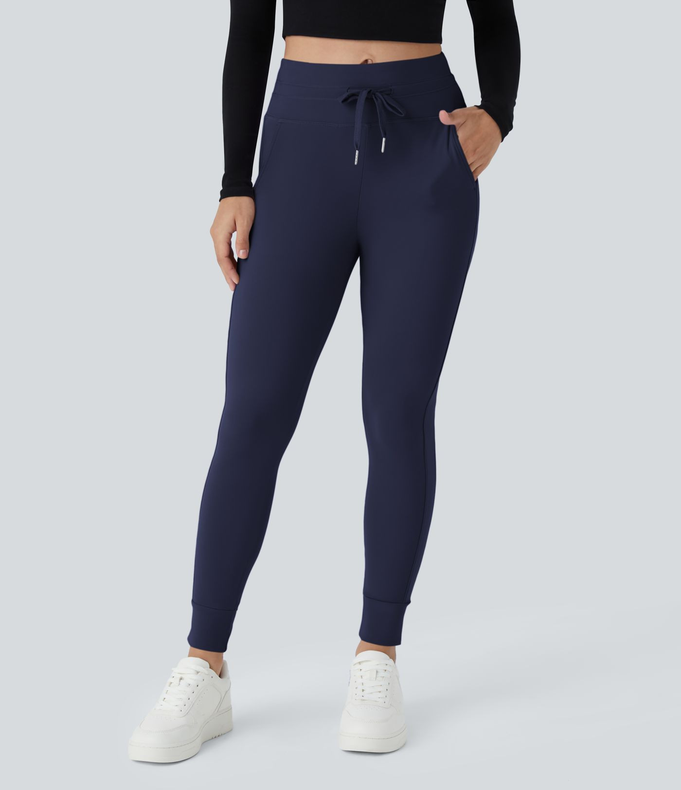 Women’s SoftlyZero™ Plush High Waisted Drawstring Pocket Plain Full Length Joggers - Halara | HALARA