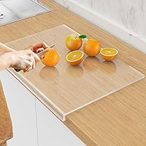 Acrylic Cutting Board with Counter Lip,17.5"x13.5" Clear Cutting Board for Kitchen Countertop,Non-Slip,60% Thicker,Perfect for Bread,Meat,Veggies & More,Great Kitchen Essential Gadgets & Decor | Amazon (US)