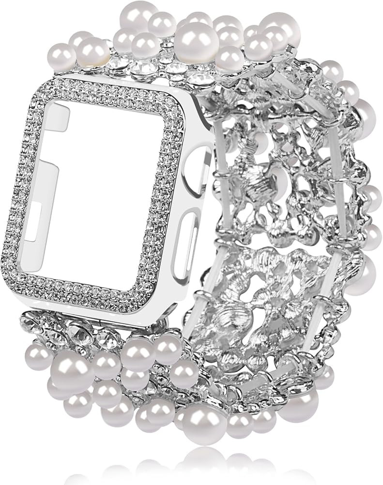 Bling Band with Case Compatible with Apple Watch Bands Series 9 8 7 SE 45mm 44mm 40mm 38mm 41mm 4... | Amazon (US)