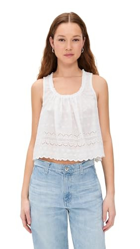 Free People Women's Marina Eyelet Tank, Clean Ivory, XL | Amazon (US)