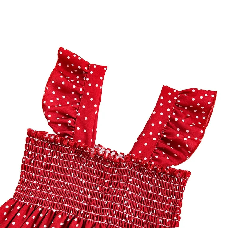 Newborn Baby Girl Romper Dress,Ruffled Sleeveless Bodysuit,Vintage Polka Dot Red Boho Photoshoot ... | Walmart (US)