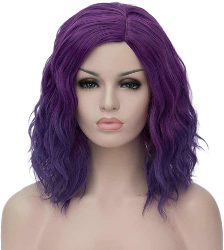 Ruina Purple Wigs for Women Short Purple Bob Wig Curly Wavy Cute Natural Synthetic Wigs for Costu... | Amazon (US)