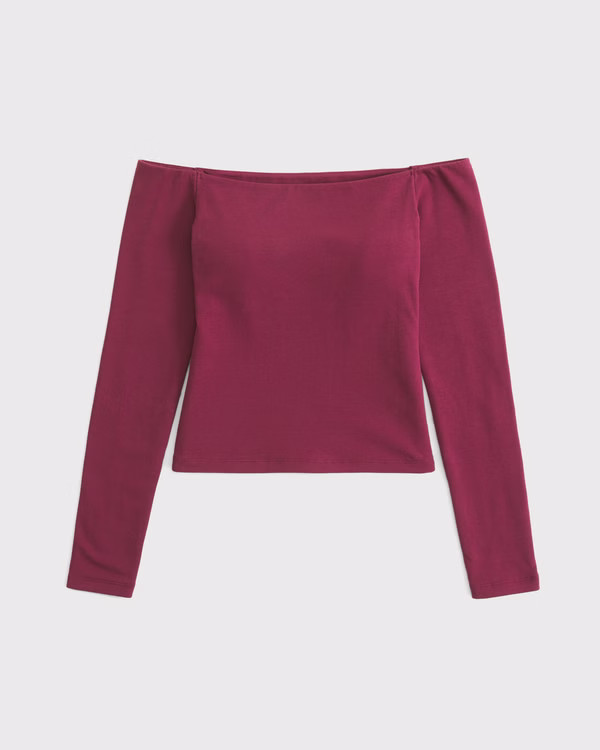 Bra-Free Off-The-Shoulder Long-Sleeve Top | Abercrombie & Fitch (US)