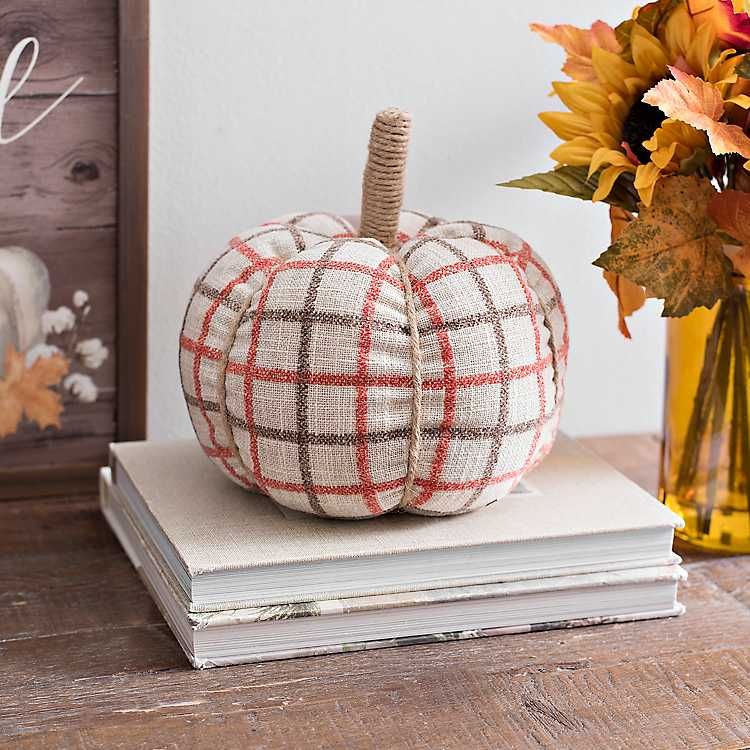 Tan Plaid Pumpkin | Kirkland's Home