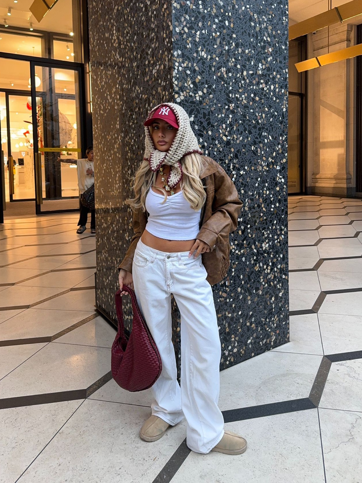 Casual outfit, street style, a pop of red, burgundy, autumn outfit, baggy jeans, transitional style 

#LTKstyletip #LTKautumn #LTKuk