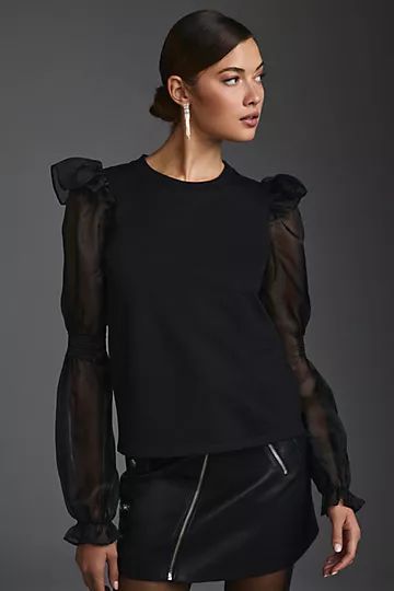 English Factory Ruffled Puff-Sleeve Blouse | Anthropologie (US)
