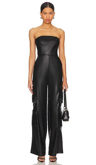 Alice Faux Leather Jumpsuit in Black | Revolve Clothing (Global)