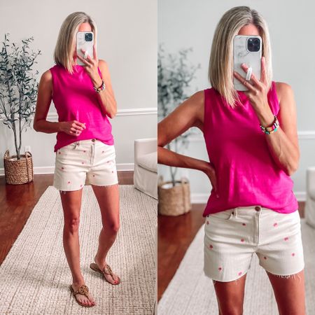 50% off with code TREAT 
The cutest denim shorts with little pink stars and fringe wearing a 26
Tank top in an xs 
Summer outfit ideas 


#LTKstyletip #LTKsalealert #LTKunder50