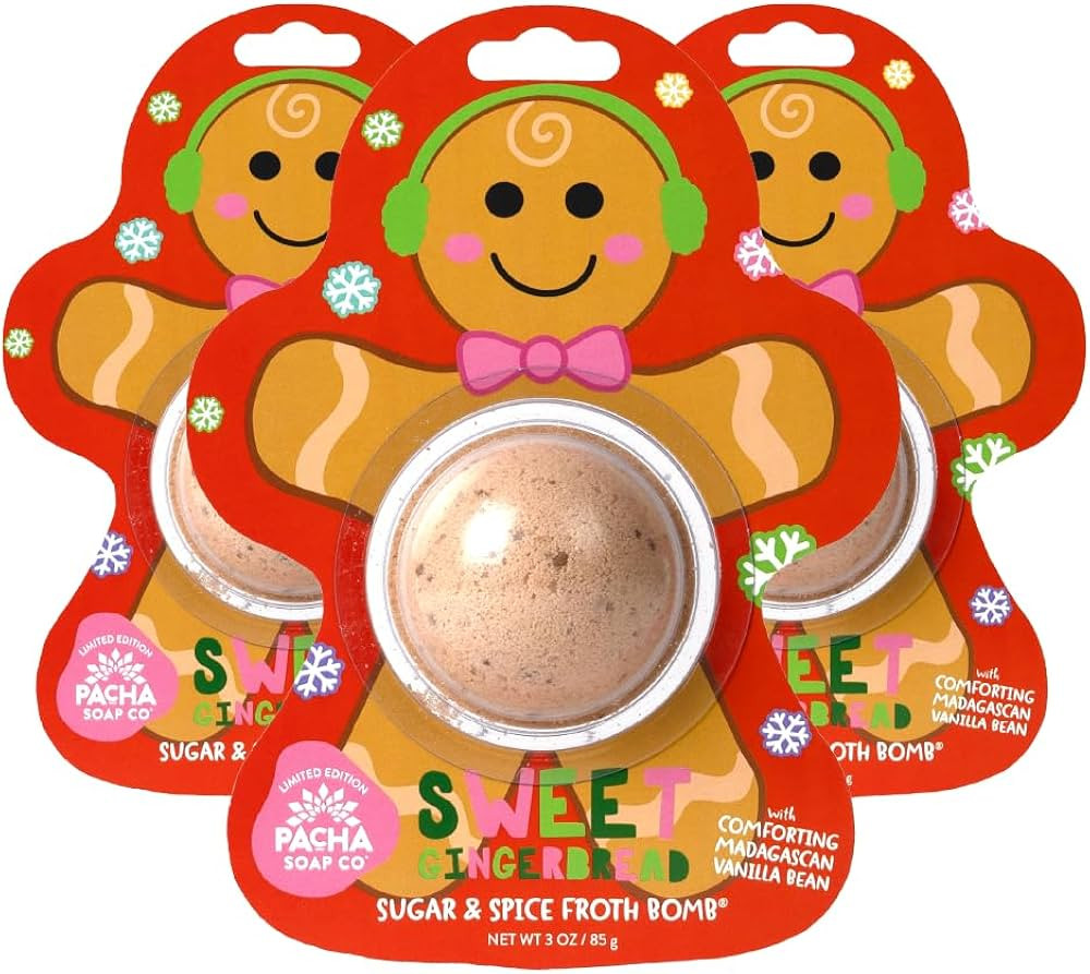 PACHA SOAP Co. Holiday Bath Bomb Card 3 Pack, Sweet Gingerbread - Scents of Sugar and Spice, Mois... | Amazon (US)