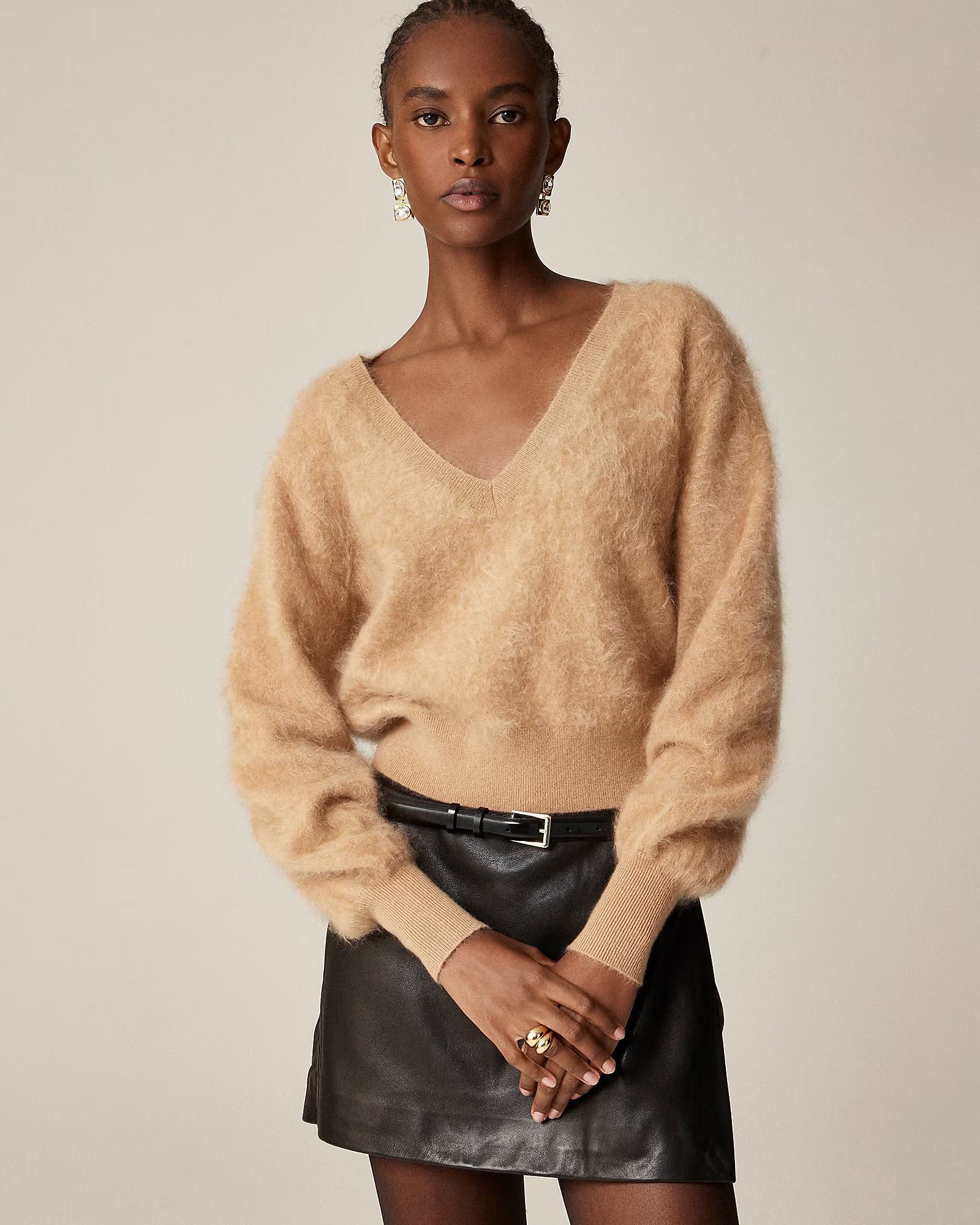 Pre-order Brushed cashmere cropped V-neck sweater | J. Crew US