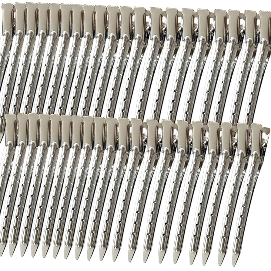 40 PCS 3.5 Inch Duck Billed Clips,Metal Alligator Curl Hair Clips with Holes for Styling, Colorin... | Amazon (US)
