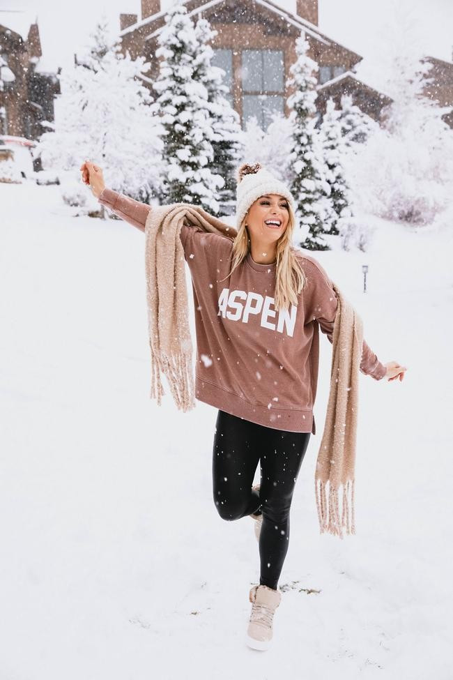 Aspen Block Rust Graphic Sweatshirt | The Pink Lily Boutique