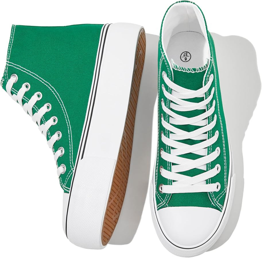 FRACORA Womens High Top Canvas Shoes White Black Platform Sneakers Lace Up Shoes for Women | Amazon (US)