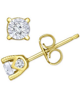TruMiracle® Diamond Stud Earrings (3/8 ct. t.w.) in 14k White, Yellow, or Rose Gold - Macy's | Macy's