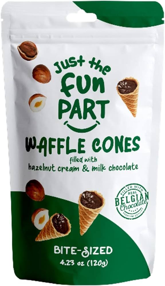 Just The Fun Part, Bite-Size Crispy Mini Waffle Cones, Filled with Premium Belgian Chocolate, Gre... | Amazon (US)