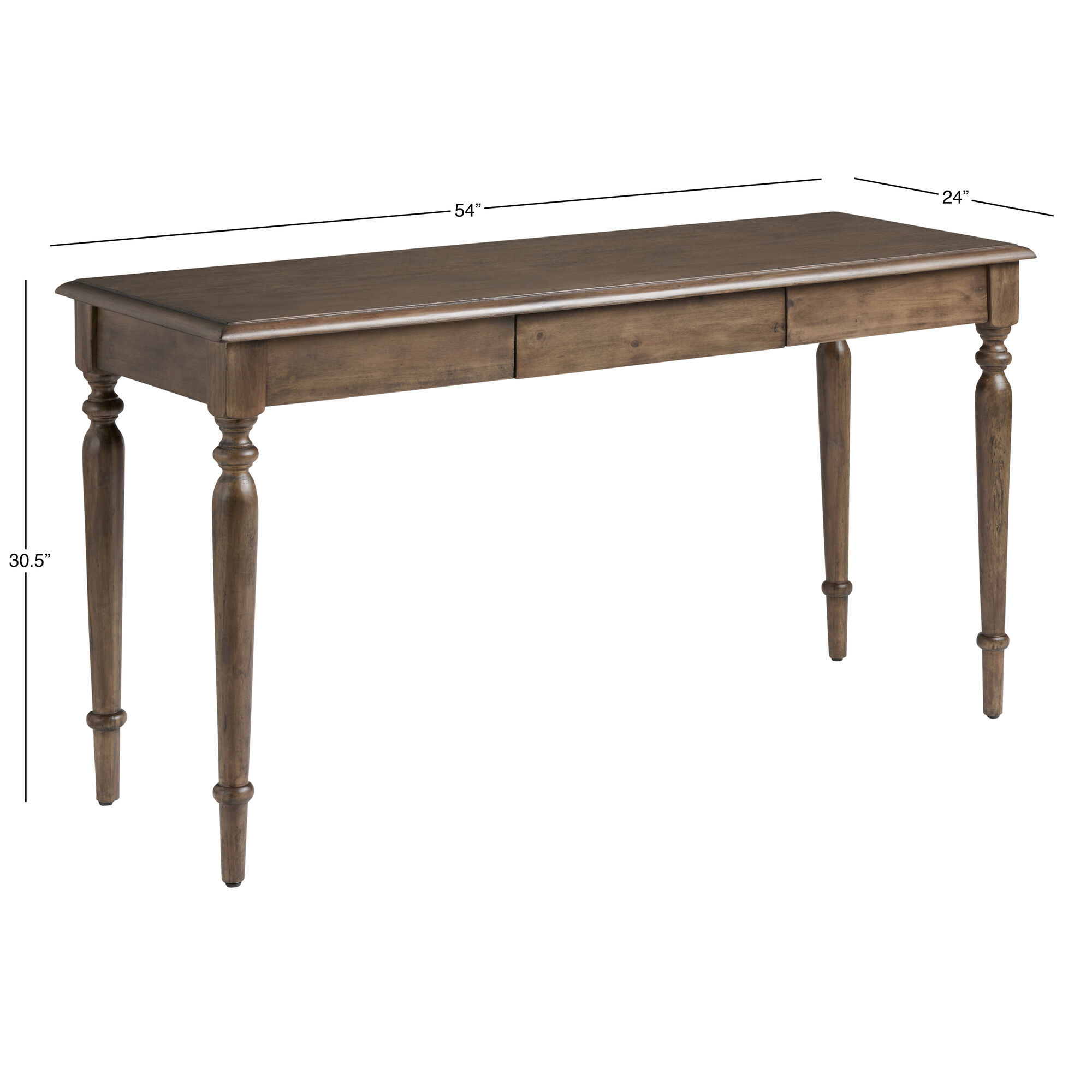 Cynthia Vintage Walnut Turned Leg Desk with Drawer | World Market