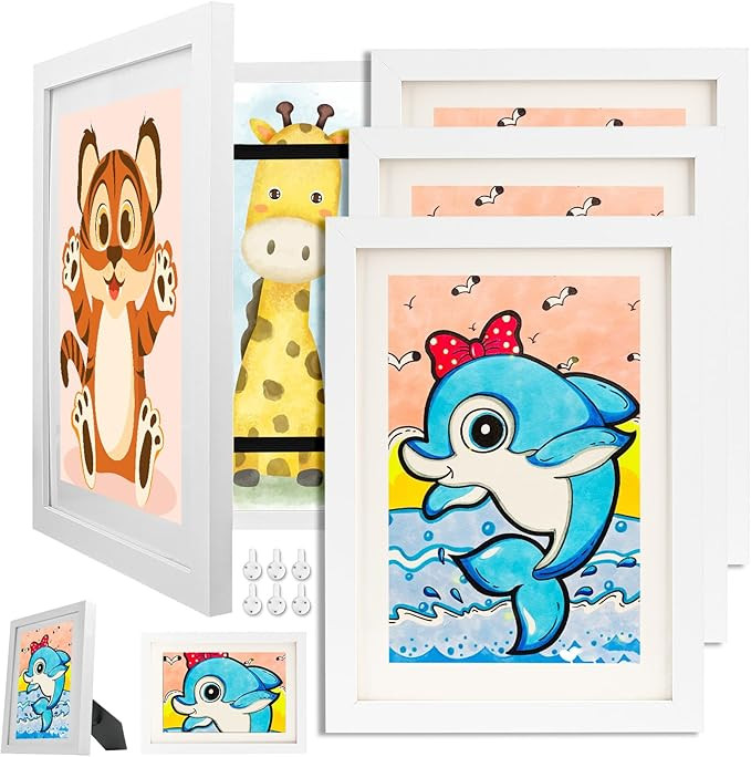 GOKEDA 4 Pack Kids Art Frames, 8.5x11 Front Opening Kids Artwork Display Frames with Stand, Chang... | Amazon (CA)