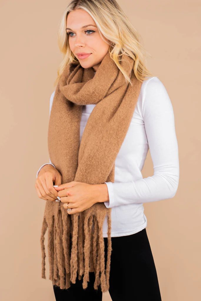 On Your Way Taupe Brown Fringe Scarf | The Mint Julep Boutique