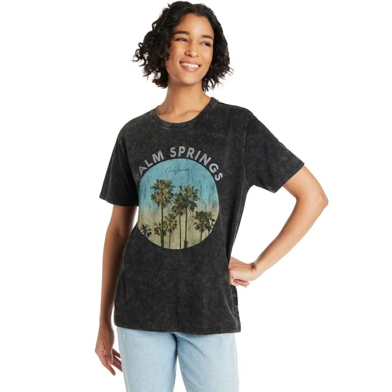 Time and Tru Women’s Palm Springs Graphic Tee with Short Sleeves, Sizes XS-XXXL - Walmart.com | Walmart (US)
