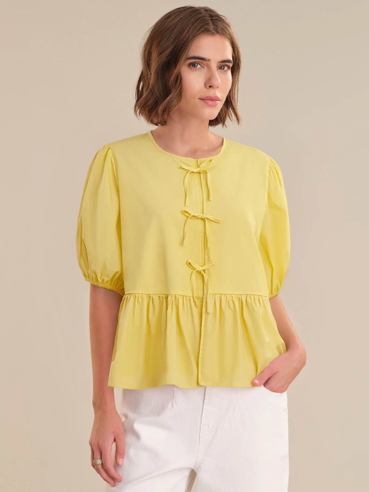 89th & Madison Bow Front Puff Sleeve Top | 89th + Madison