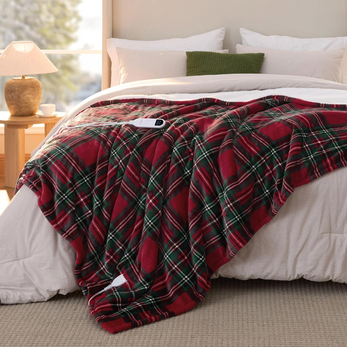 Cozy Winter Collection Bedsure Plaid Christmas Heated Blanket | Wayfair North America