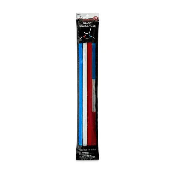 Glow Necklaces, Red/White/Blue, 25 Count, Patriotic by Way To Celebrate | Walmart (US)