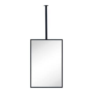 20 in. W x 30 in. H Rectangular Metal Framed Ceiling Mounted Bathroom Vanity Mirror in Matt Black | The Home Depot