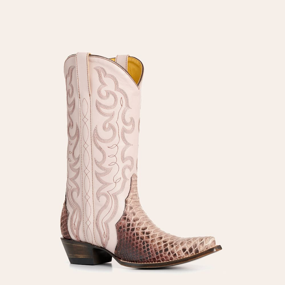 Cavender's Women's Golifran Pink & Mahogany Python Snip toe Cowboy Boots | Cavender's