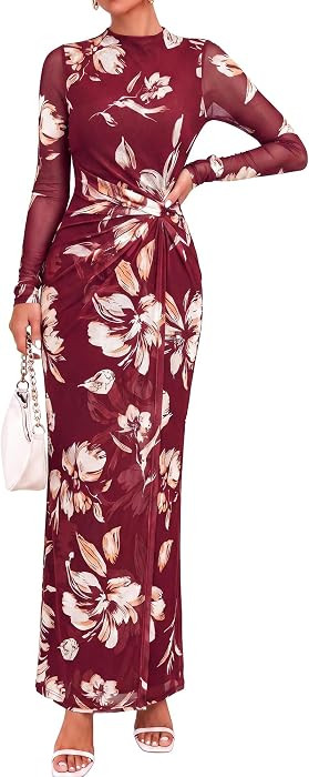 BTFBM Womens Sheer Mesh Maxi Fall Wedding Guest Dress Fashion Clothing 2026 | Amazon (US)