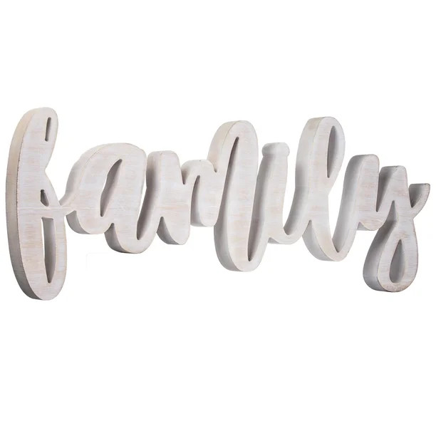 Crystal Art “Family” Whitewashed Wood 3D Hanging Sign Wall Art Decor | Walmart (US)