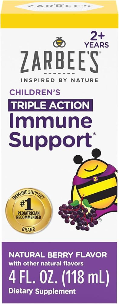 Zarbee's Elderberry Syrup for Kids, Daily Immune Support with Vitamin C & Zinc, Childrens Liquid ... | Amazon (US)