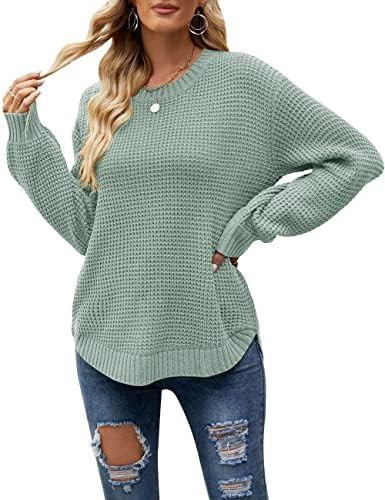 MEROKEETY Women's Winter Fall Long Sleeve Tunic Sweaters 2025 Casual Trendy Crew Neck Waffle Knit... | Amazon (US)